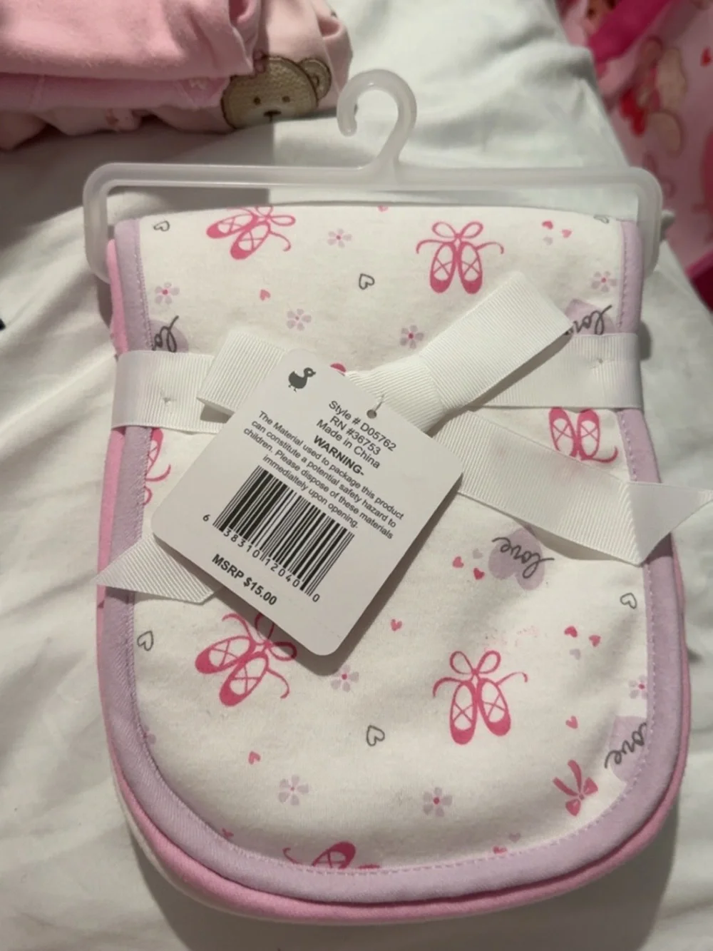 Duck Duck Goose Pink Ballet Burp Cloths - 3 Pack